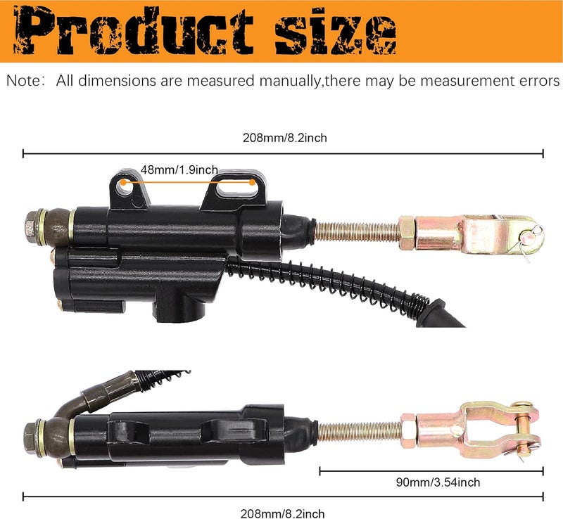 Ingoulut Rear Brake Master Cylinder Caliper Assembly for 50cc 70cc 90cc 110cc 125cc Chinese ATV Quad Replacement for Taotao Boulder B1 Coolster 3050HD - Image 4